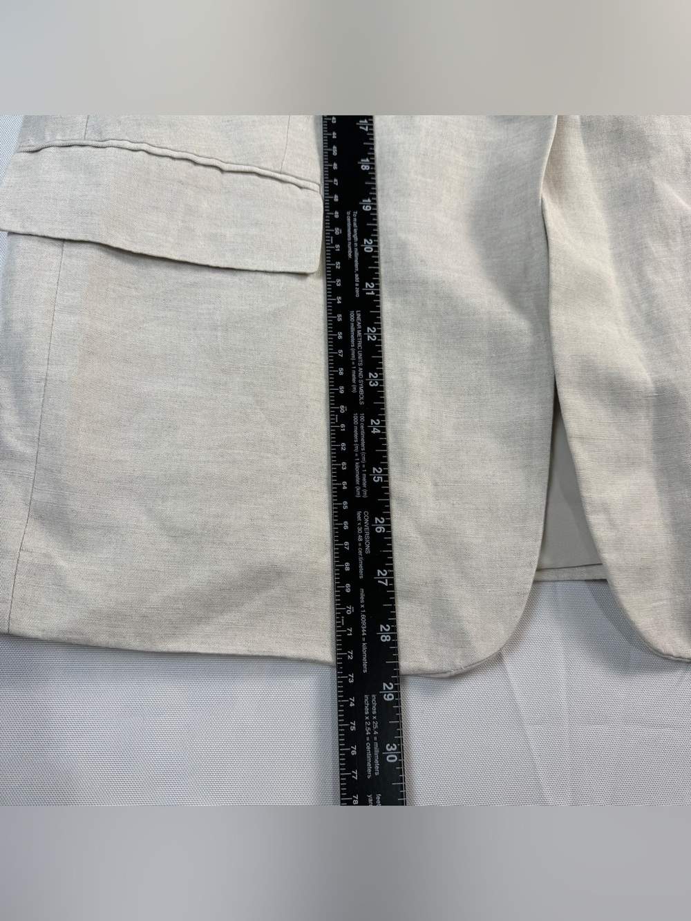 H&M Linen Blend Blazer Women’s L Beige Oatmeal Single Button Lightweight - Picture 10 of 12